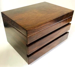 Japanese Vintage Wooden Sewing Box HARIBAKO Chest of Drawers 8.7×12.4×8.1inch FS - Picture 1 of 13