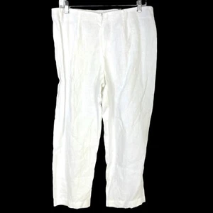 COMFY USA Women Pants White Wide Leg Linen Lagenlook S 31x22 Cropped Lightweight - Picture 1 of 6