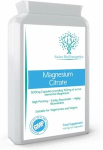 Citrato de magnesio 500 mg 120 cápsulas veganas | Energía, sueño y apoyo muscular - Reino Unido - Imagen 1 de 5