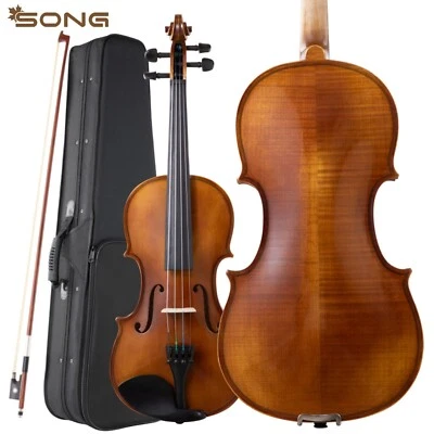European Spruce Top Violin 4/4/3/2/1 Fiddle maple wood back with case/bow - Image 1 of 4