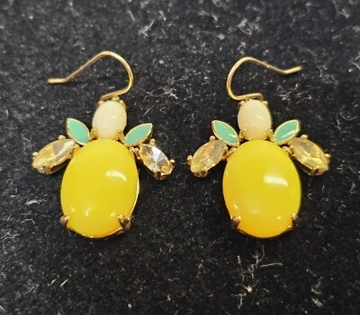 Kate Spade "Pucker Up hook Earrings Drop Sunny Bright Yellow- A10- READ - Image 1 of 4