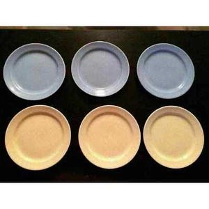 Juego de 6 platos de postre retro vintage LuRay pastel amarillo y azul - Imagen 1 de 6