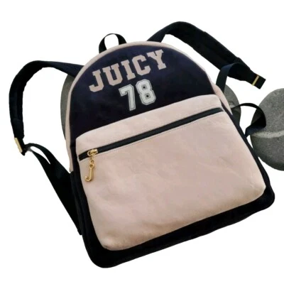 Mochila Escolar Juicy Couture Niños Niñas Velevet Rosa Azul Marino Mediana Grande Nueva con Etiquetas Foto 1 de 4