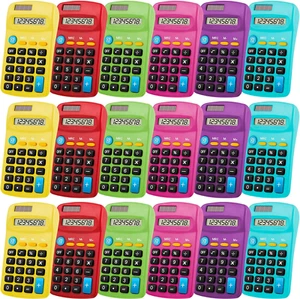 12 Pieces Pocket Size Calculator 8 Digit Display Basic Solar Battery Dual Power - Picture 1 of 12