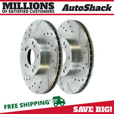 Front Drilled Slotted Brake Rotors Silver Pair 2 for Honda Civic Acura ILX RSX