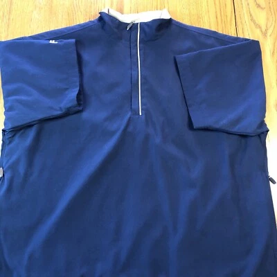 PING Golf Navy & Tan Men’s Medium Short Sleeve Pullover Windbreaker Quarter Zip - Изображение 1 из 4