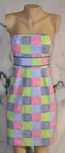 VINEYARD VINES White Multicolor Whale Print Patchwork Strapless Dress 2 Lined - Picture 1 of 9