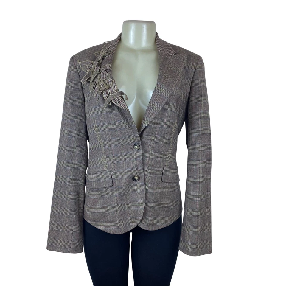 Blazer ETRO Milano para mujer a cuadros de lira y lana talla 48 estampado a cuadros bordado Foto 1 de 4