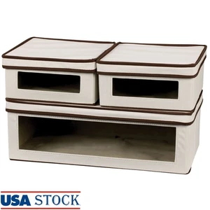 Stackable Storage Boxes W/ Window Removable Lid Organizing Closet Office Home US - Picture 1 of 16