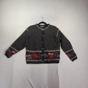 Icelandic Design Cardigan Womens Small Vintage Wool Floral Lined Whimsigoth - Picture 1 of 13