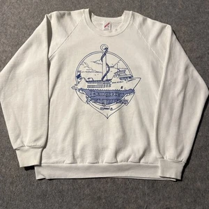 Maglione vintage Jerzees made USA uomo XL (veste L) Bridgeport Port Jefferson - Foto 1 di 6