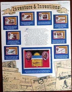 Postal Commerative Society World Stamps 9 Inventors Stamps of Antigua MNH - Bild 1 von 1