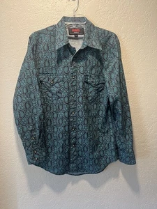 Rock & Roll Denim Shirt Mens Small Western Pearl Snap Modern Fit Cowboy - Picture 1 of 13