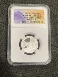 2010 S Silver 25c - Grand Canyon N.P. - NGC PF 70 Ultra Cameo - Picture 1 of 9