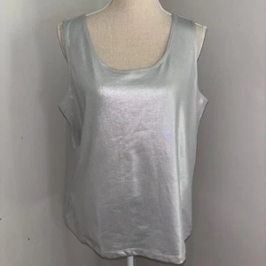 Canotta Chico's NUOVA argento shimmer elasticizzata microfibra senza maniche taglia 3 XL 16 - Foto 1 di 8