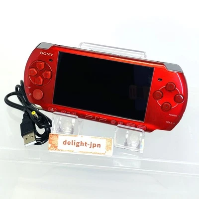 Sony PSP 3000 Radiant Red RR Console USB AC CABLE NO BATTERY USED IN Japan - Image 1 of 4