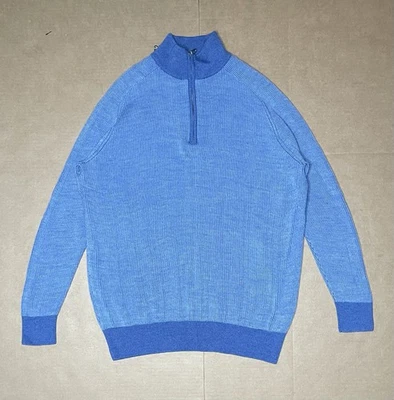 Peter Millar Men’s L Merino Wool Storm Overlook Rib 1/4 Zip Pullover Sweater - Image 1 of 4