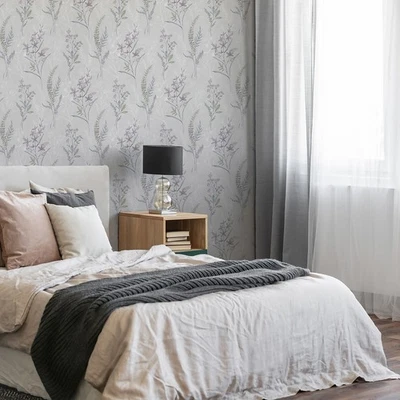 Fresco Jasmin Botanical Floral Mauve Wallpaper Paste The Paper 118622 - Image 1 of 4