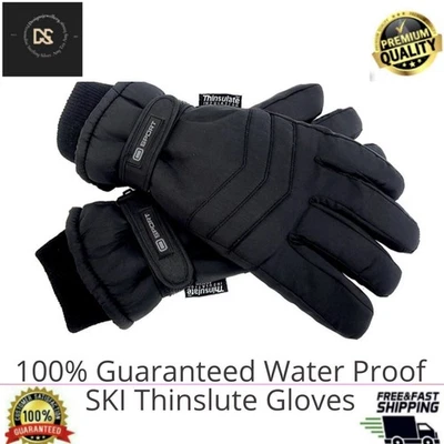 Mens Thinsulate Thermal Insulated Fleece Lined Waterproof Snow Winter Ski Gloves - Image 1 of 4