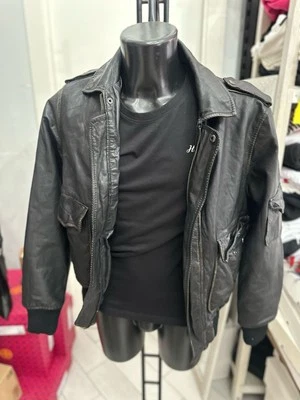 Jack & Jones Men's Leather Jacket Size L Black LLV2033 - Image 1 of 4