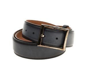 BERLUTI Leather Black Belt Size 100/40 Burnished Effect-Pin Buckle RRP £635