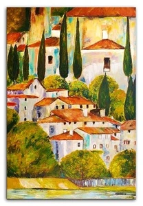 Gustav Klimt-Kirche IN Cassone-90x60cm Oil Painting Canvas Rabattpreis - Zdjęcie 1 z 3