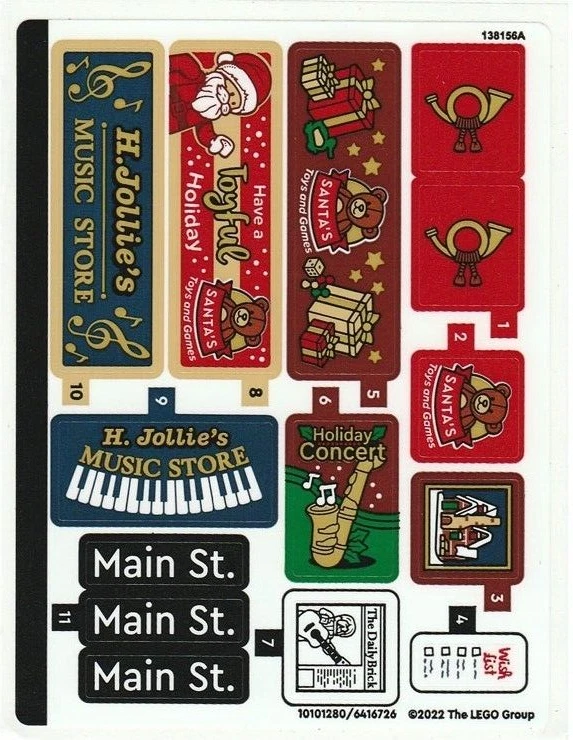 LEGO STICKER SHEET ONLY HOLIDAY MAIN STREET 10308 New from set 10308stk01 - Image 1 of 1