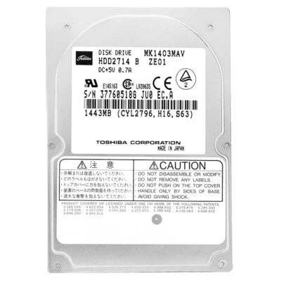Hard Drive Toshiba MK1403MAV 1.4GB ATA/IDE 4200Rpm 2.5" Inch - Image 1 of 4