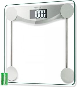 Digital Weight Bathroom Scale Tempered Glass Platform with Rounded Corner Design