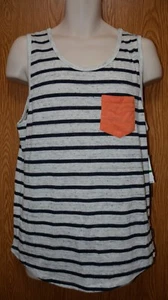 Mens White Black Stripe Ocean Current Tank Top Sleeveless Shirt Size L NWT NEW - Picture 1 of 2