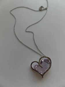 BEAUTIFULL PINK AMETHYST NECKLACE W/DIAMOND ACCENTS NEW WITH TAG - Picture 1 of 9