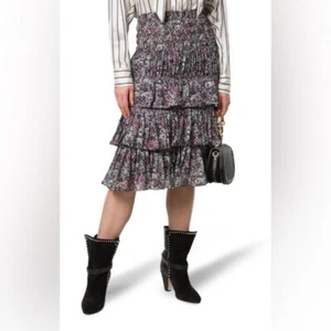 Falda midi Isabel Marant 100 % seda Nouk floral con volantes - 2 (francesa 34) nueva con etiquetas - Imagen 1 de 15