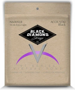 Black Diamond N600XLB Black Coated Acoustic Guitar Strings calibres 10-46 - Imagen 1 de 3