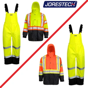 Safety Overall and JACKET with Reflective  X on BACK Rain Set JORESTECH - Picture 1 of 14
