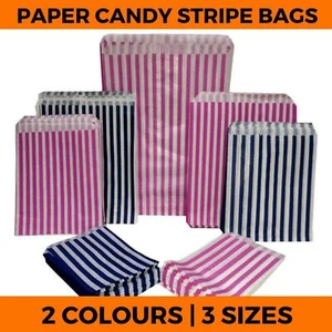 Candy Stripe Paper Bags - Favour Sweets Gift Shop Party - Small Medium Large - Picture 1 of 6