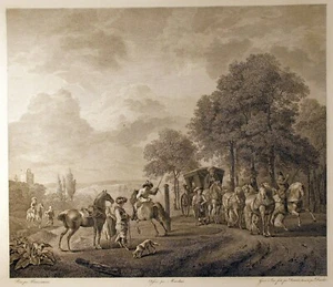 Wouvermans-Marchais-Desaulx-Daudel "Un Manège" Kupfer mit Radierung 32x42 cm - Picture 1 of 6