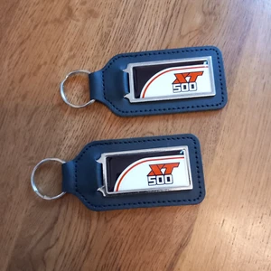 2 Pack Yamaha XT 500 Leather Keyrings Petrol Tank Decal XT500 Key Fob NOS Parts - Picture 1 of 2