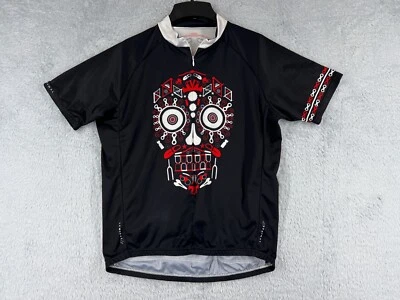 Primal Cycling Jersey Adult Large Gray Black 1/2 Zip Sugar Skull Bike Parts Poly - Image 1 of 4