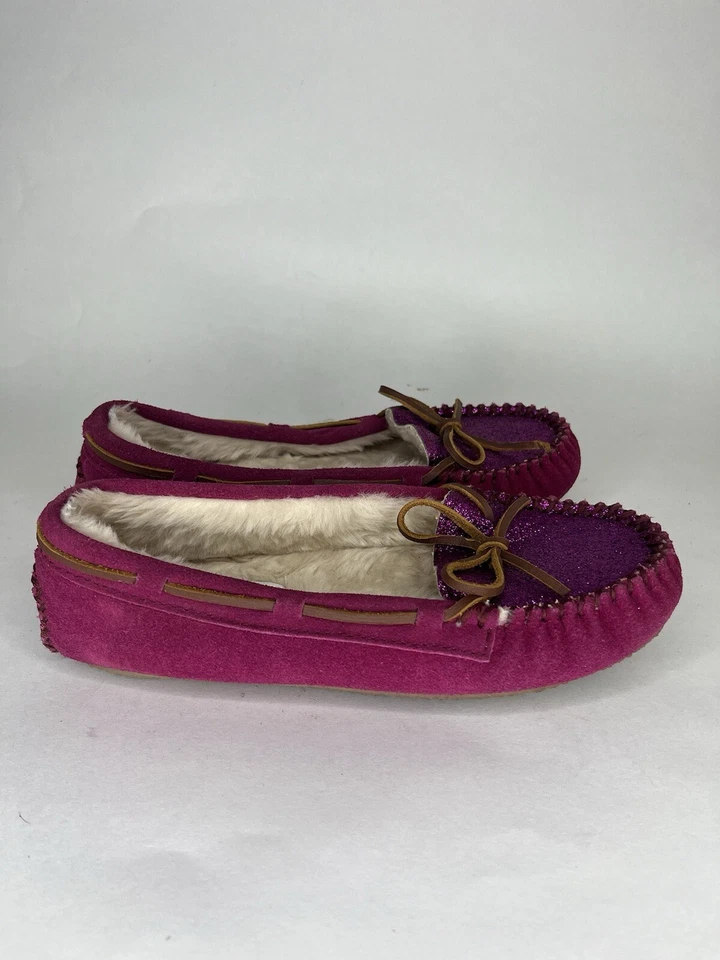 Minnetonka Mocasines Mocasines Zapatos Zapatillas Mujer Talla 7 Rosa Gamuza Forro de Piel  Foto 1 de 4
