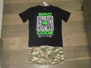 NWT The Children's Place camo pull on shorts with BRO CODE shirt outfit set M/8 - Picture 1 of 4