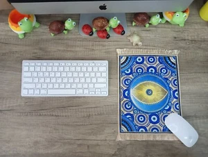 Evil Eye Bead Pattern Woven Carpet Mouse pad. Christmas gifts.New Year Gifts. - Picture 1 of 5