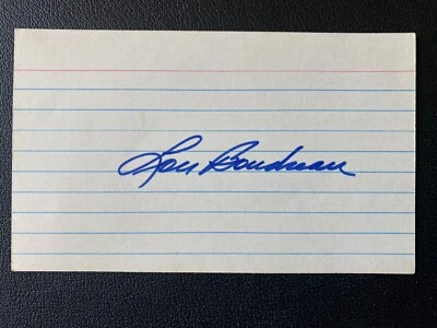 Lou Boudreau Signed 3x5 Index Card Baseball Autograph HOF JSA - Image 1 of 3
