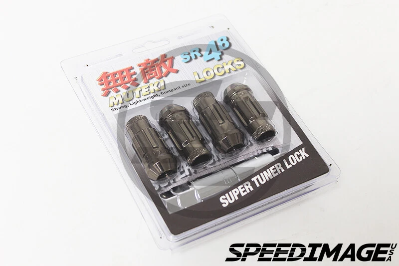 MUTEKI SR48 BLACK CHROME 48MM 12X1.5 OPEN ENDED LOCKS SET ACORN TUNER Foto 1 de 1