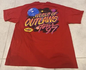Vintage World of Outlaws shirt Size XL Cowboy Sprint Racing Tour Single Stitch - Picture 1 of 7