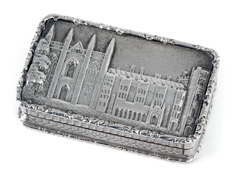 Silver William IV Castle Top Vinaigrette Depicting Newstead Abbey Cover
