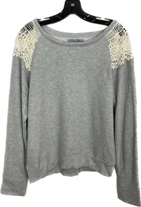 Olivia Sky Women's Sweatshirt Grey with Lace Trim Size L Retail $36 - Picture 1 of 3