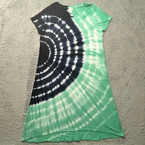Chicos Tie Dye T-Shirt Dress Size L/12 Chicos 2 Zenergy Blue Green Knee Length - Picture 1 of 6