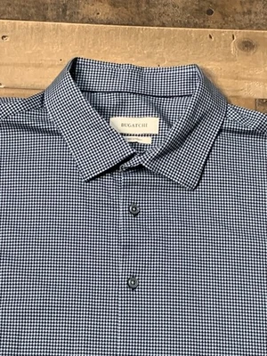 Bugatchi Shirt Mens 3XL Blue Herringbone 8-Way Stretch Dressy Work Business - Image 1 of 4