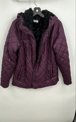 Chaqueta acolchada Columbia para mujer púrpura manga larga bolsillos delanteros cremallera completa talla L Foto 1 de 4