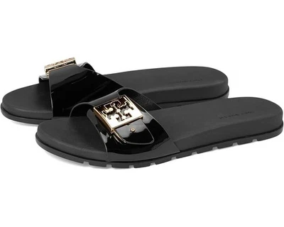 Tory Burch Buckle Slide Sandal Prfect Black/Gold Women’s 8 New $175 - Image 1 of 4